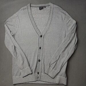 Armani Exchange Sweater Mens Large Striped Cardigan Cashmere Blend School Work